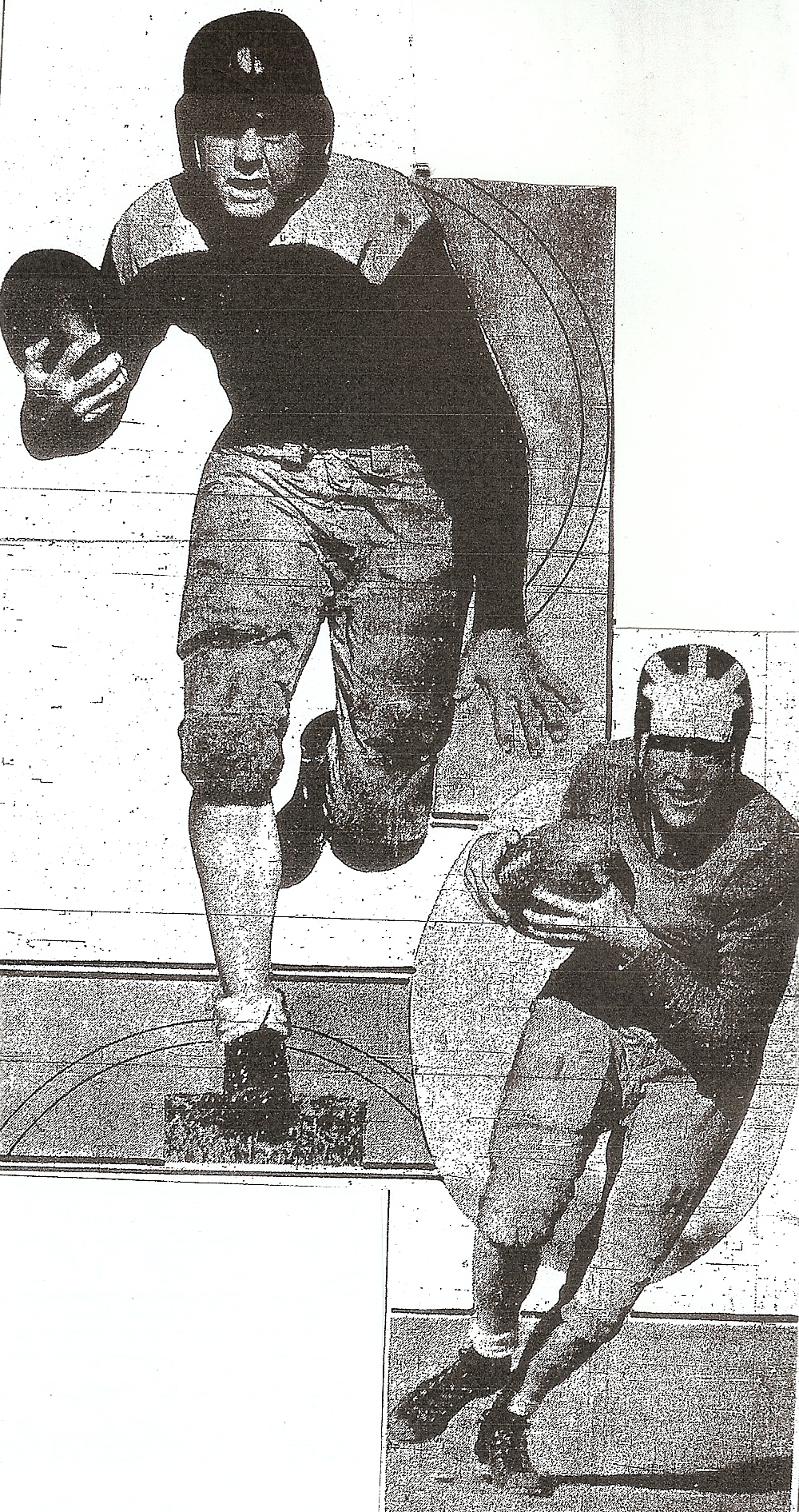 San Diego quarterback Ambrose Schindler (top) and Hoover halfback Wilbur Kelley were the headline performers in the first San Diego-Hoover game.