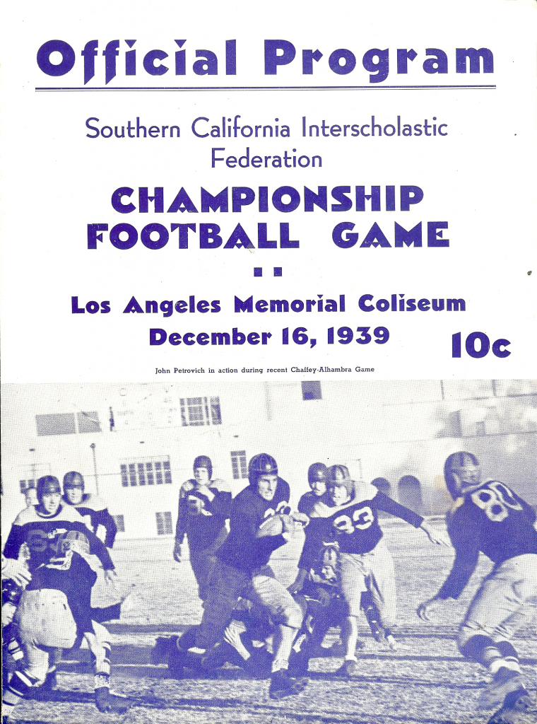 L.A. Coliseum was site for 1939 Southern California championship game.