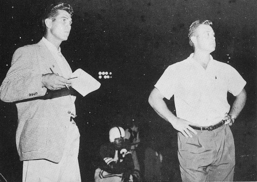 Slater (left) and Maley, on sideline in 1954, guided San Diego High to 23-1 City Prep League record.