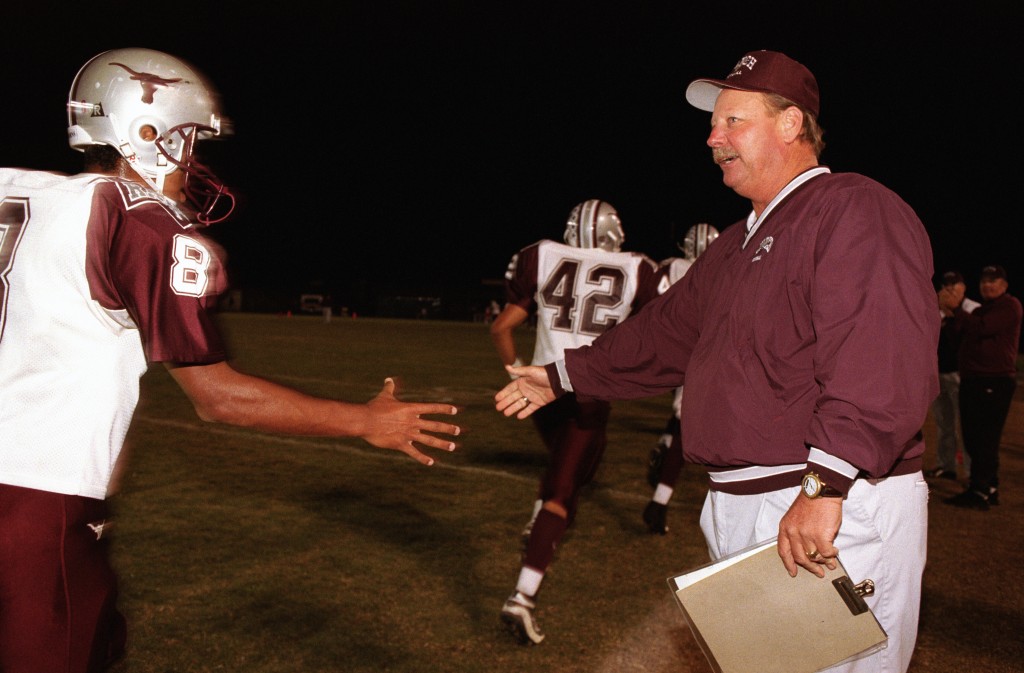 Bell, in shot taken by Charlie Neuman of The San Diego Union, won more than 100 games in 14 seasons at Rancho Buena Vista