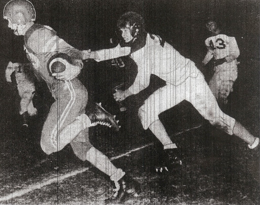 Jim McLean shook off Corona defender to gain 19 yards on pass play and keep alive Chula Vista's winning drive.