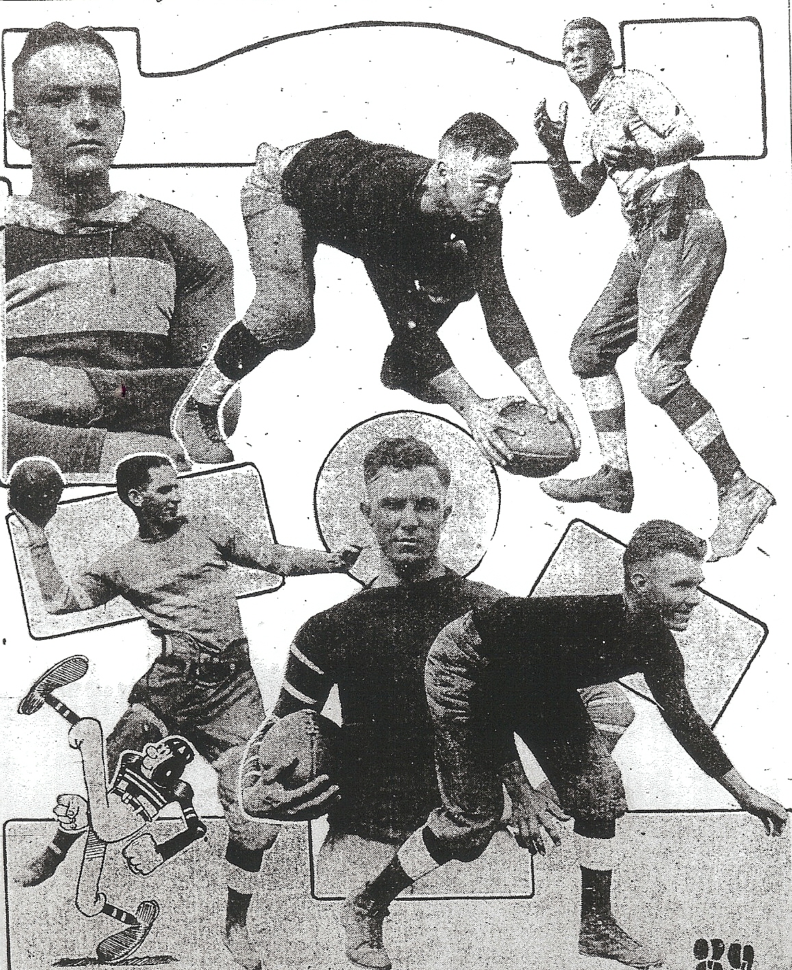 San Diego stalwarts (clockwise from upper left): John Hunter, Howard Williams, Lawrence Hall, Roy Richert, coach John Perry, and Richard Knowles.